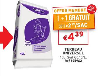 Trafic Terreau universel offre