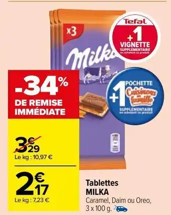 Carrefour Market Tablettes milka offre