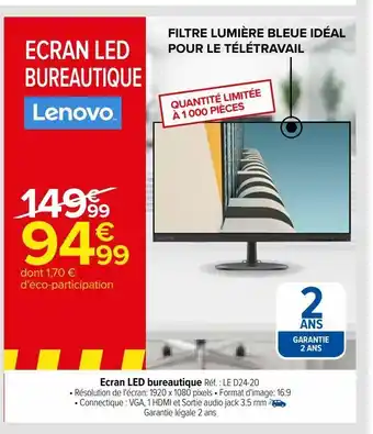 Carrefour Ecran led bureautique offre
