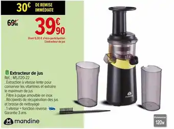 Carrefour Extracteur de jus mandine offre