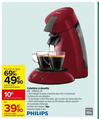 Carrefour Cafetière à dosette offre