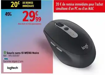 Carrefour Souris sans fil m590 noire logitech offre