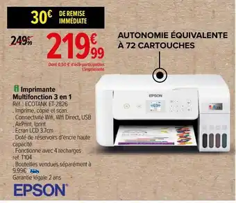 Carrefour Mprimante multifonction 3 en 1 epson offre