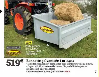 Bennette galvanisée 1 m sigma eurofarm