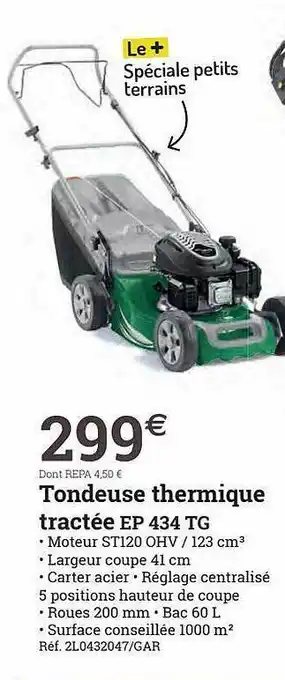 Espace emeraude Tondeuse thermique tractée ep 434 tg offre