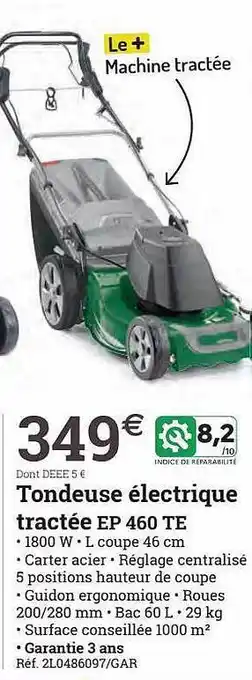 Tondeuse électrique tractée ep 460 te