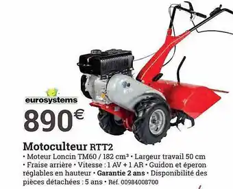 Espace emeraude Motoculteur rtt2 eurosystems offre