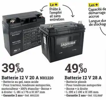Espace emeraude Batterie 12v 20 a nh1220, batterie 12v 28 a offre