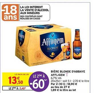 Intermarché Contact Bière blonde d'abbaye affligem offre
