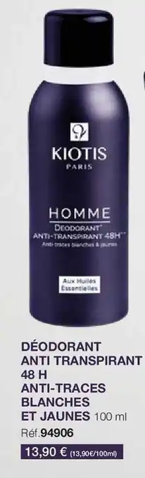 Stanhome Déodorant anti transpirant 48h anti-traces blanches et jaunes kiotis paris offre