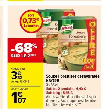 Carrefour Soupe forestière déshydratée knorr offre