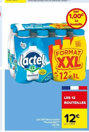 Carrefour Lait uht démi-écrémé "format xxl"(m) lactel offre