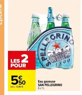 Carrefour Eau gazeuse san pellegrino offre