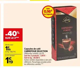 Carrefour Capsules de café carrefour selection offre