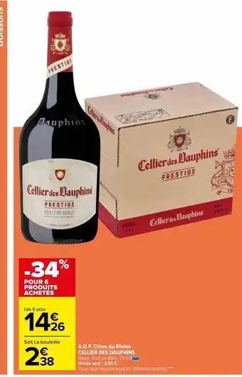 Carrefour A.o.p. côtes du rhône cellier des dauphins offre