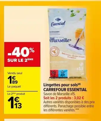Carrefour Lingettes pour sols(d) carrefour essential offre