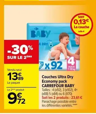 Carrefour Couches ultra dry economy pack carrefour baby offre