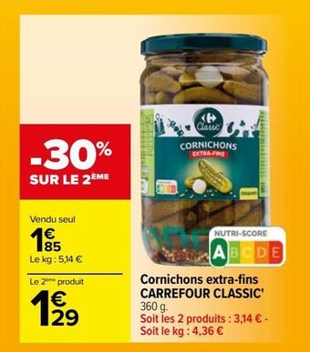 Carrefour Cornichons extra-fins carrefour classic' offre