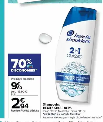 Carrefour Shampooing head & shoulders offre