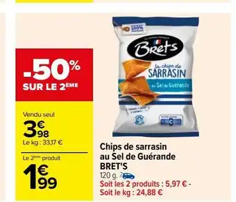Carrefour Chips de sarrasin au sel de guérande bret's offre