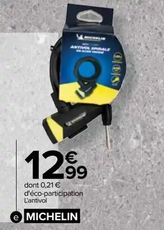 Carrefour Antivol spirale avec support de fixation offre