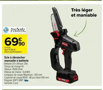 Carrefour Scie à ébrancher manuelle à batterie offre