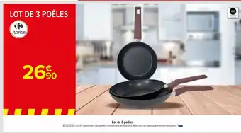 Carrefour Lot de 3 poêles offre