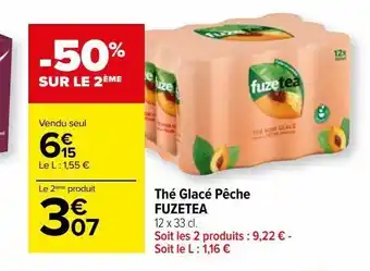 Carrefour Thé glacé pêche fuzetea offre