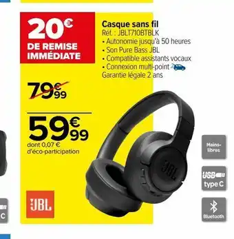 Carrefour Casque sans fil offre