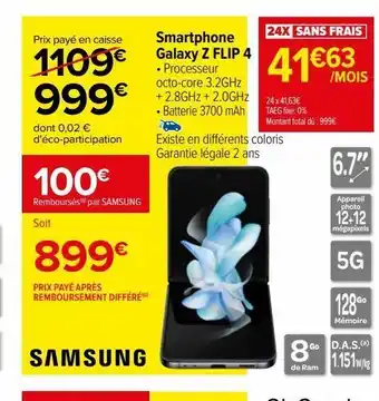 Carrefour Smartphone galaxy z flip 4 offre
