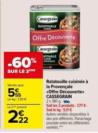 Carrefour Market Ratatouille cuisinée à la provençale cassegrain offre