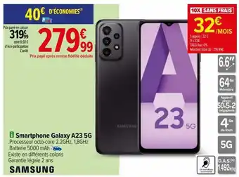 Carrefour Smartphone galaxy a23 5g samsung offre