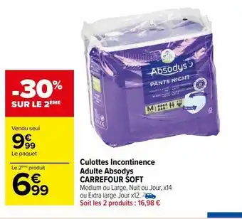 Carrefour Market Culotte incontinence adulte absodys carrefour soft offre