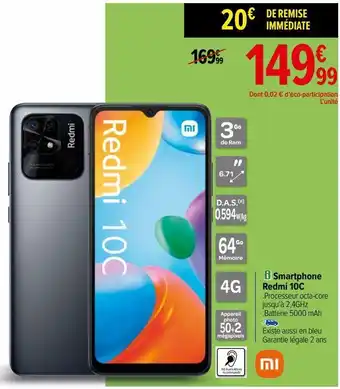Carrefour Smartphone redmi 10c xiaomi offre