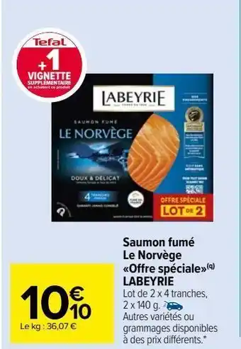 Carrefour Market Saumon fumé le norvège labeyrie offre