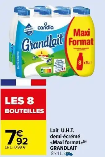 Carrefour Market Lait u.h.t demi-écrémé candia offre