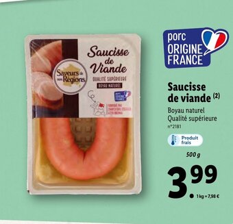 Lidl Saucisse de Viande offre