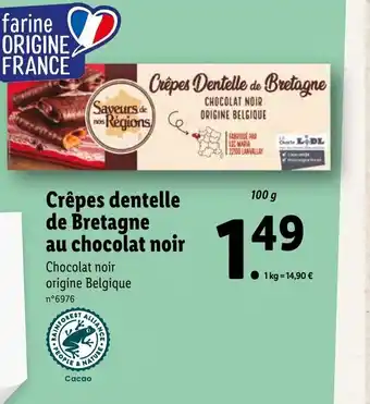 Lidl Crêpes Dentelle de Bretagne au Chocolat Noir offre