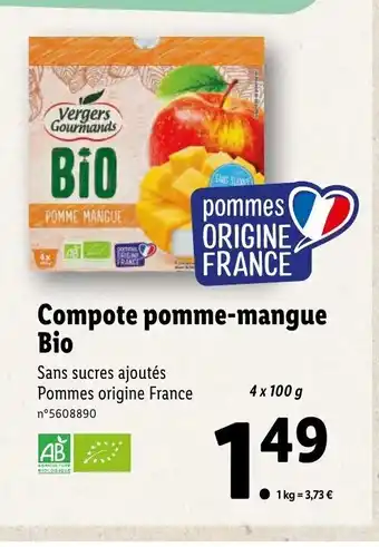 Lidl Compote Pomme-Mangue Bio offre