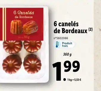 Lidl 6 Canelés de Bordeaux offre