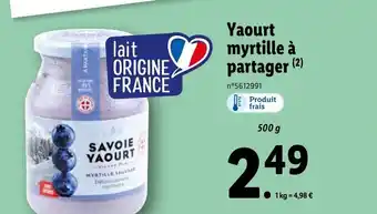 Lidl Yaourt Myrtille à Partager offre
