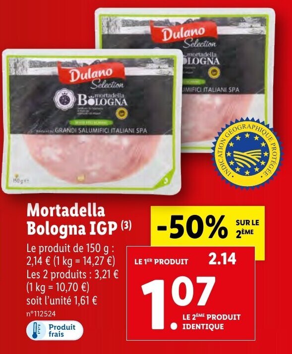 Promo Mortadella Bologna IGP chez Lidl