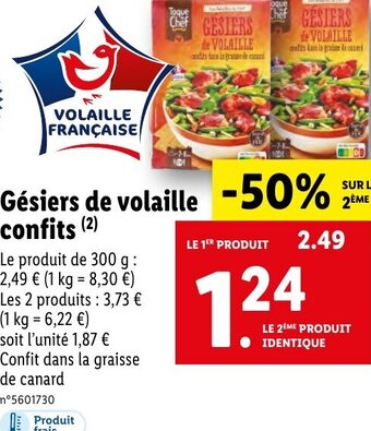 Lidl Gésiers de Volaille Confits offre