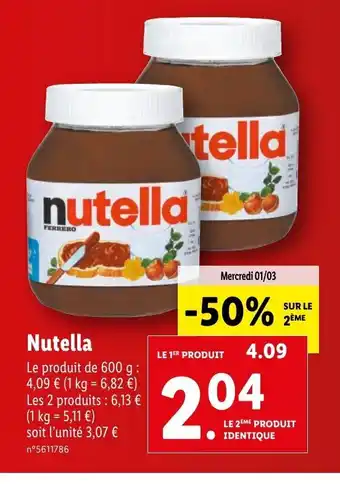Lidl Nutella offre