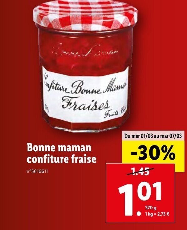 Promo Bonne Maman Confiture Fraise chez Lidl
