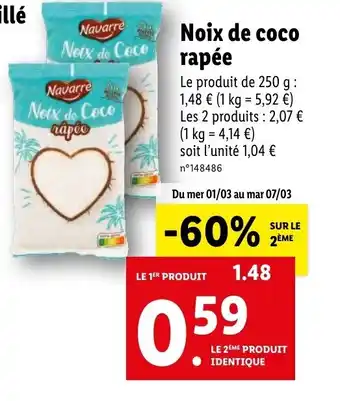 Lidl Noix de Coco Rapée offre