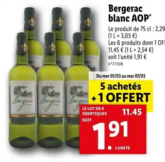 Lidl Bergerac Blanc AOP offre
