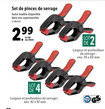 Lidl Set de Pinces de Serrage offre