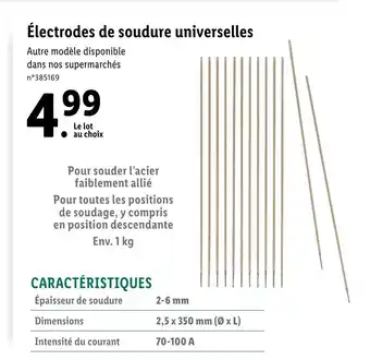 Lidl Électrodes de Soudure Universelles offre