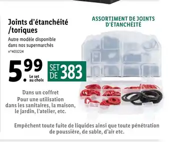 Joints d'étanchéité/ Toriques